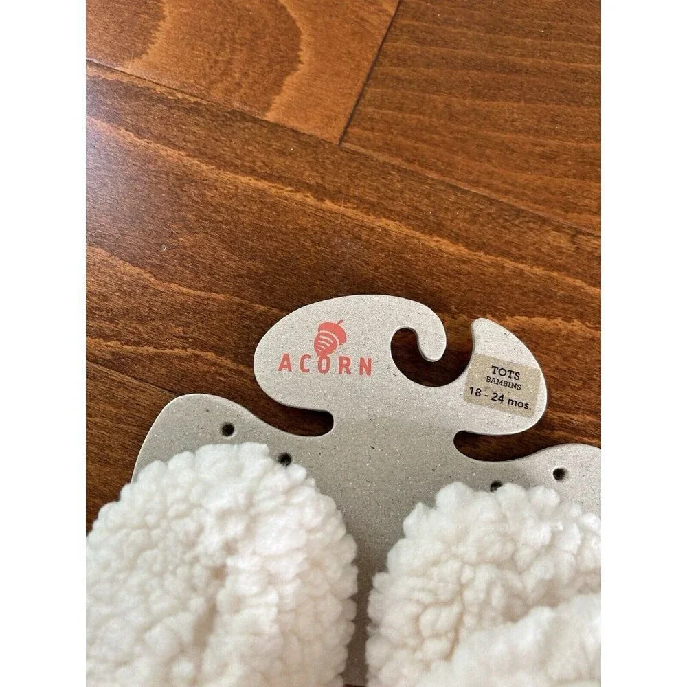 Acorn tots Unisex Little Kids Baby 18-24 Cream Popcorn Baby Booties Slippers NEW
